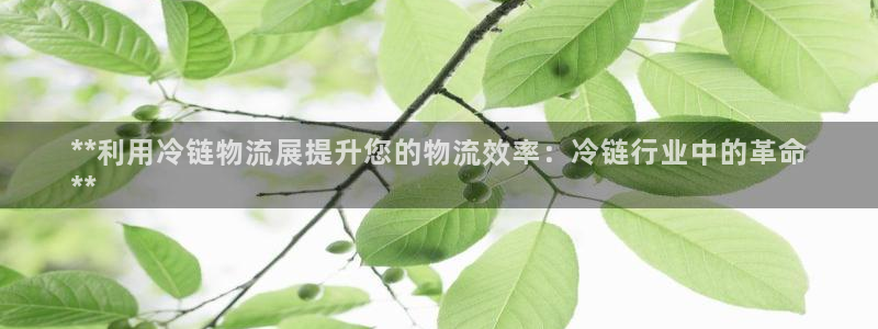 28圈可靠吗：**利用冷链物流展提升